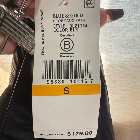 Karen Kane Faux Leather Crop Wide Leg Pants Black Size Small NWT - Picture 7 of 7